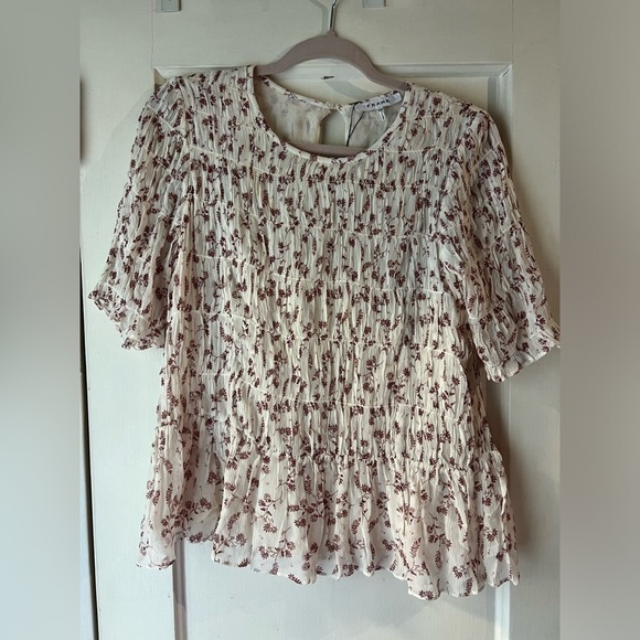 Frame Floral Pleated Blouse S - Picture 7 of 10